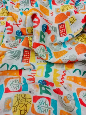 Pure Crushed Chiffon Chinon Digital Printed Fabric