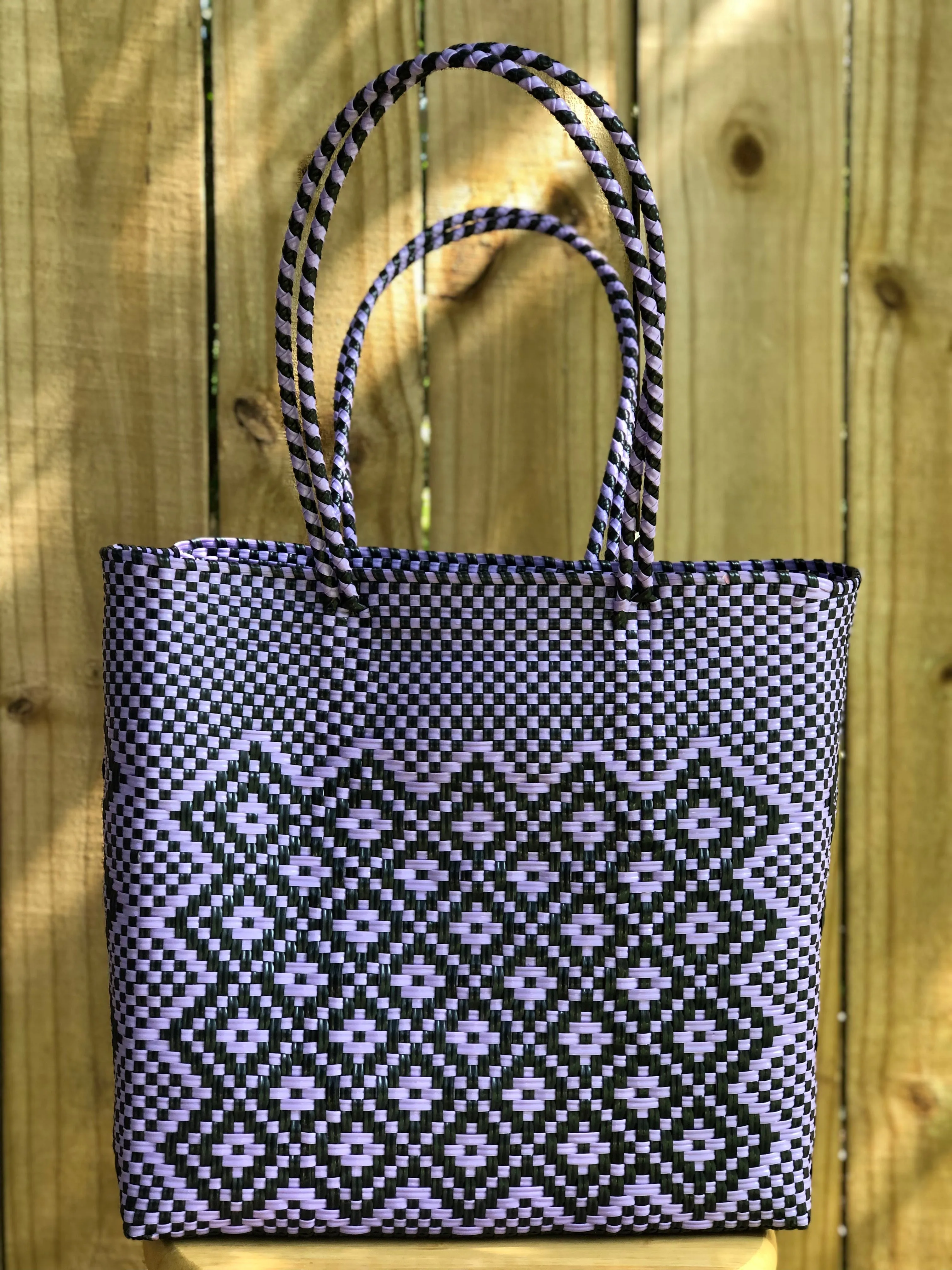 Purple and Black Woven Tote
