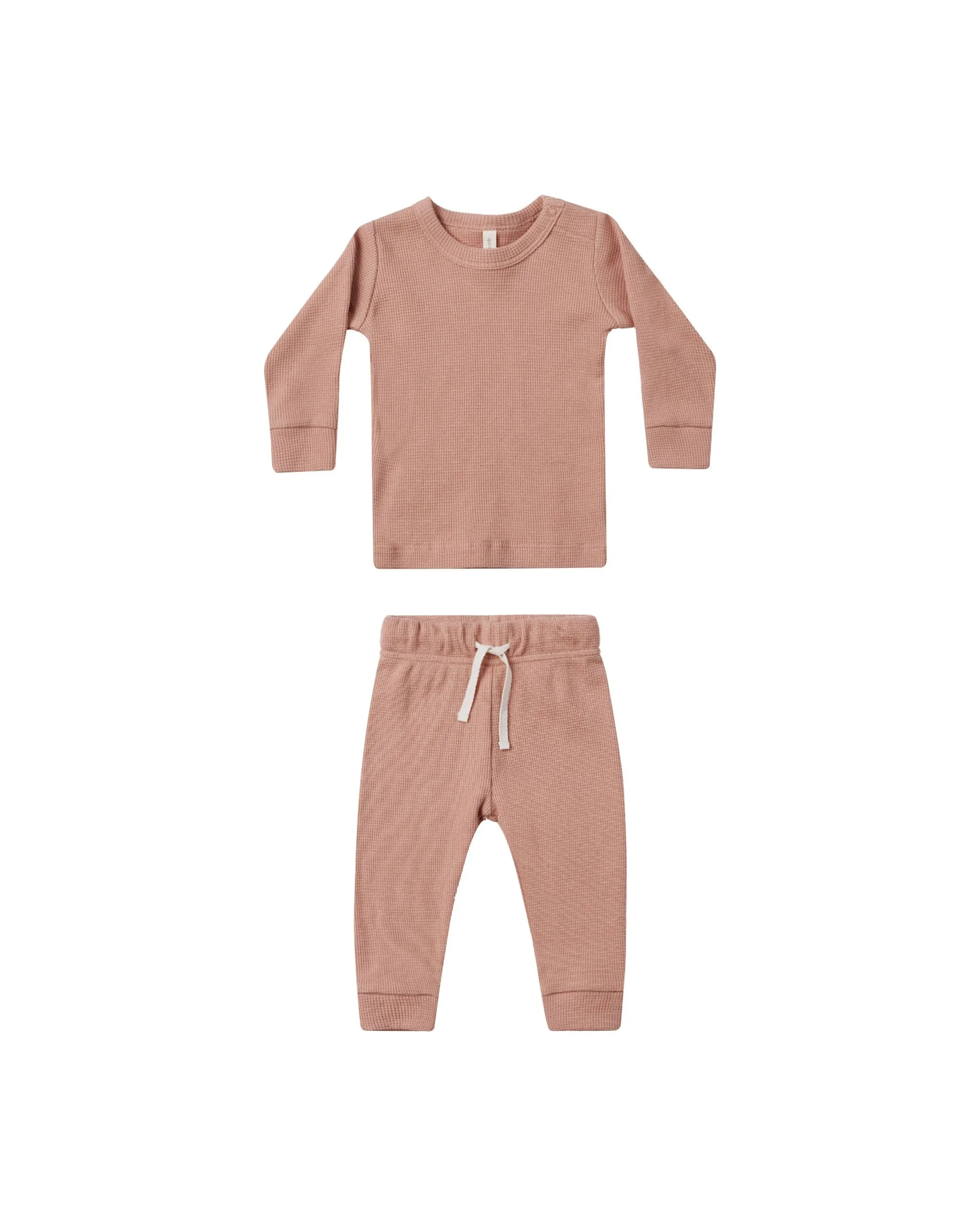 Quincy Mae waffle top   pant set || rose