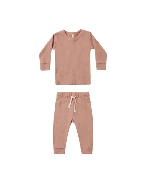 Quincy Mae waffle top   pant set || rose