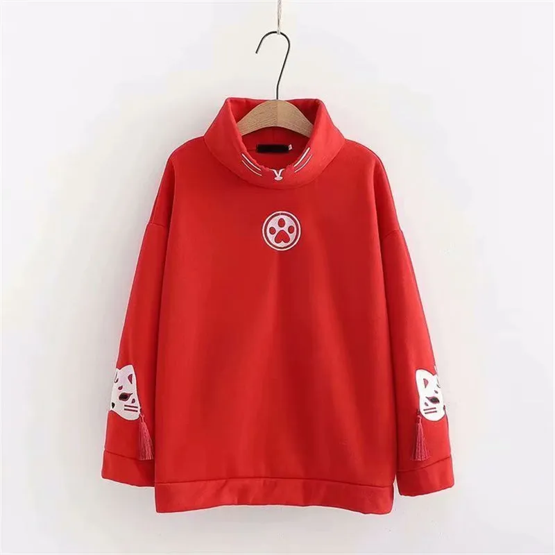 "CAT PAW FOX MASK PRINT" SWEATSHIRT N110608