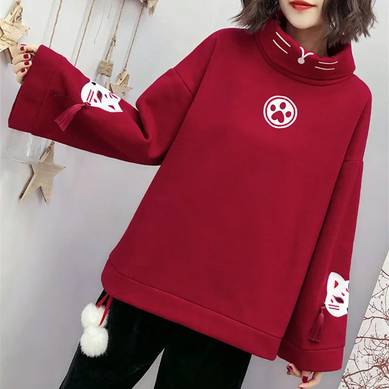 "CAT PAW FOX MASK PRINT" SWEATSHIRT N110608