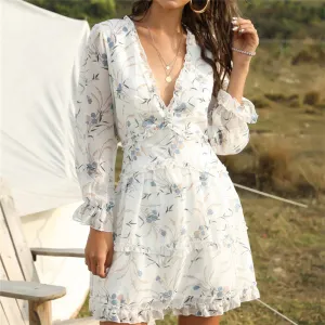 "FLORAL BACKLESS CHIFFON" DRESS N030801