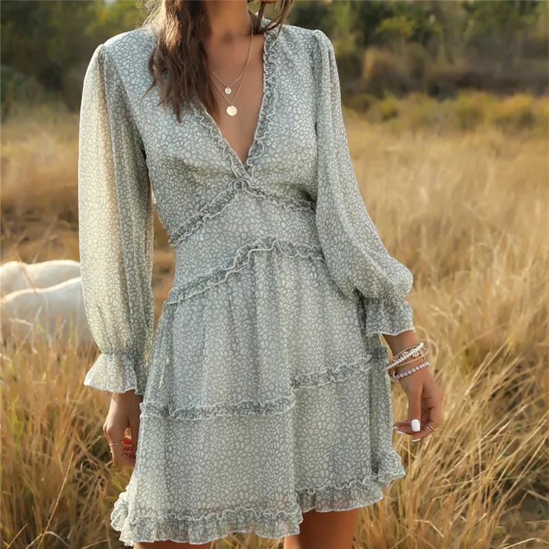 "FLORAL BACKLESS CHIFFON" DRESS N030801