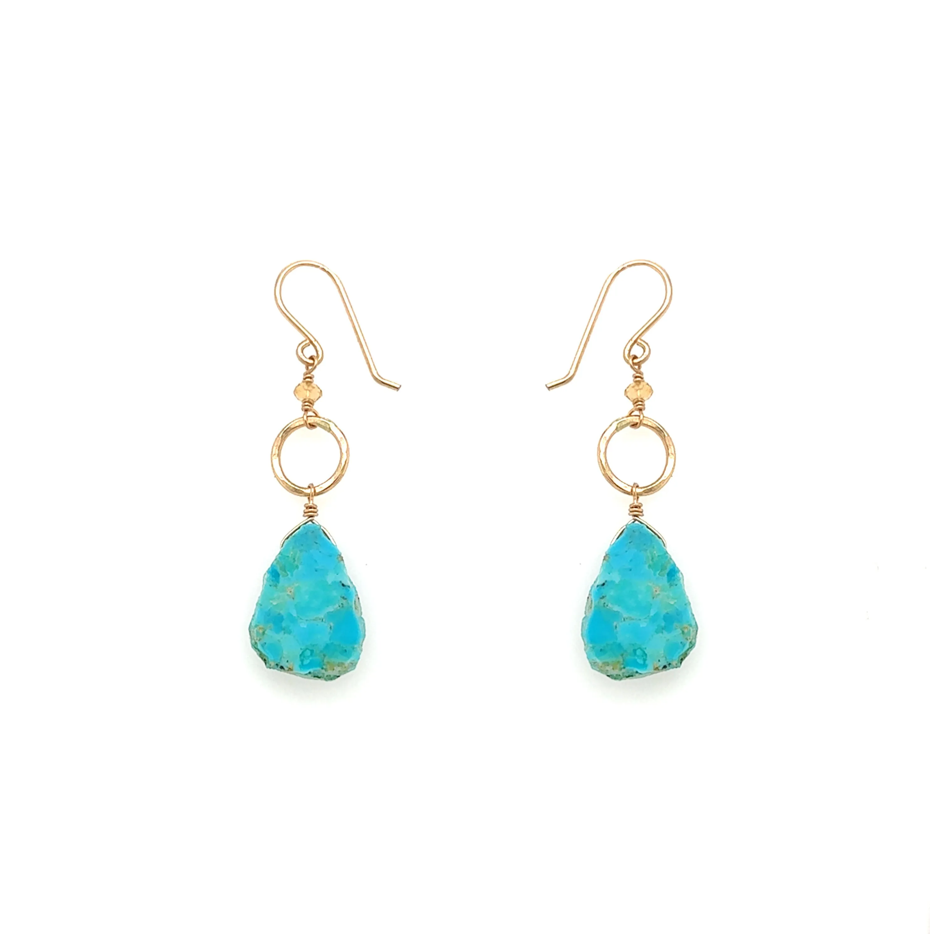 Raw Turquoise Slice Earring