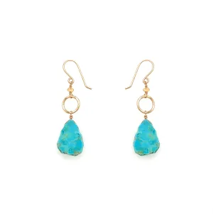 Raw Turquoise Slice Earring