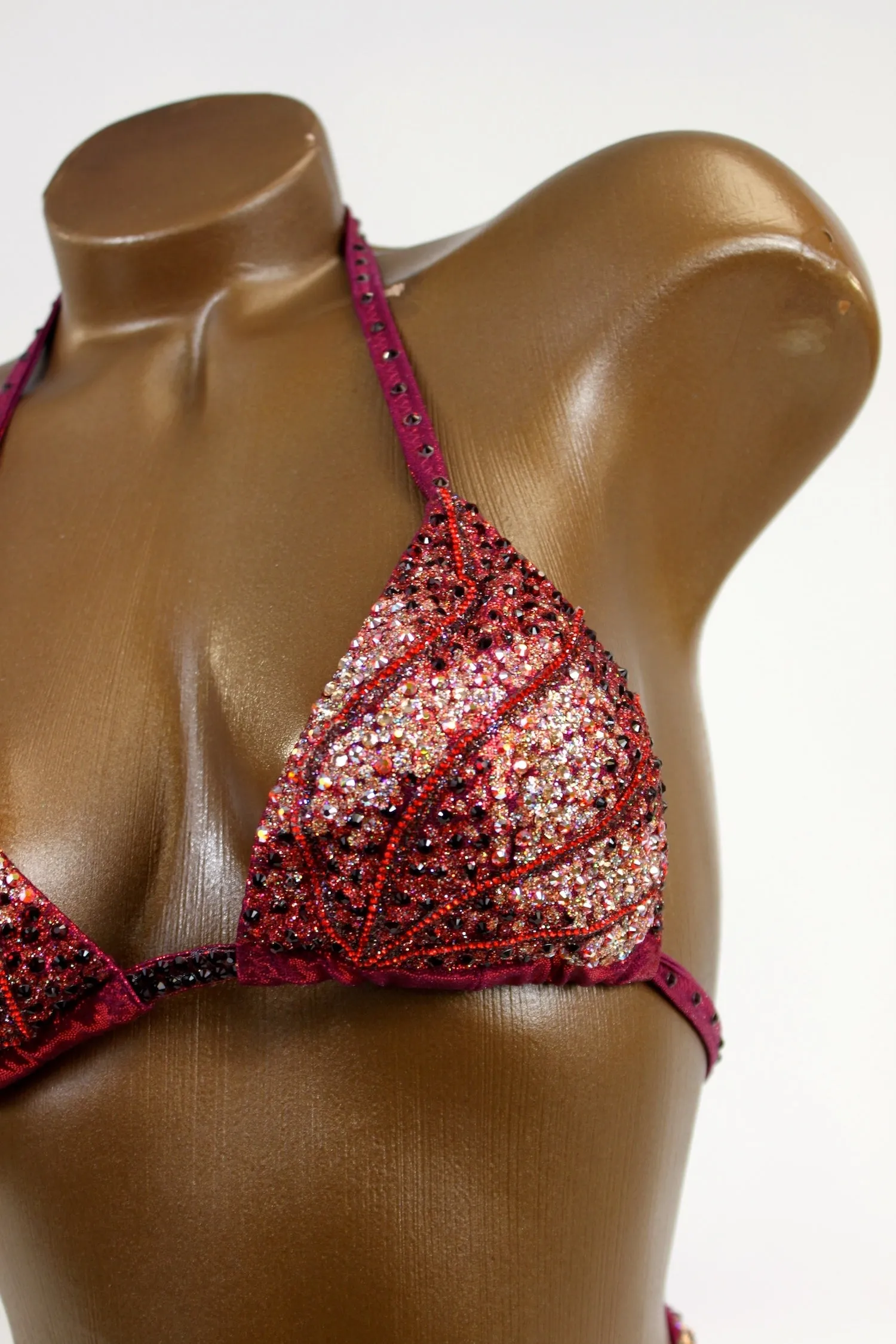 Red Ombre Shimmer Figure Competition Suit