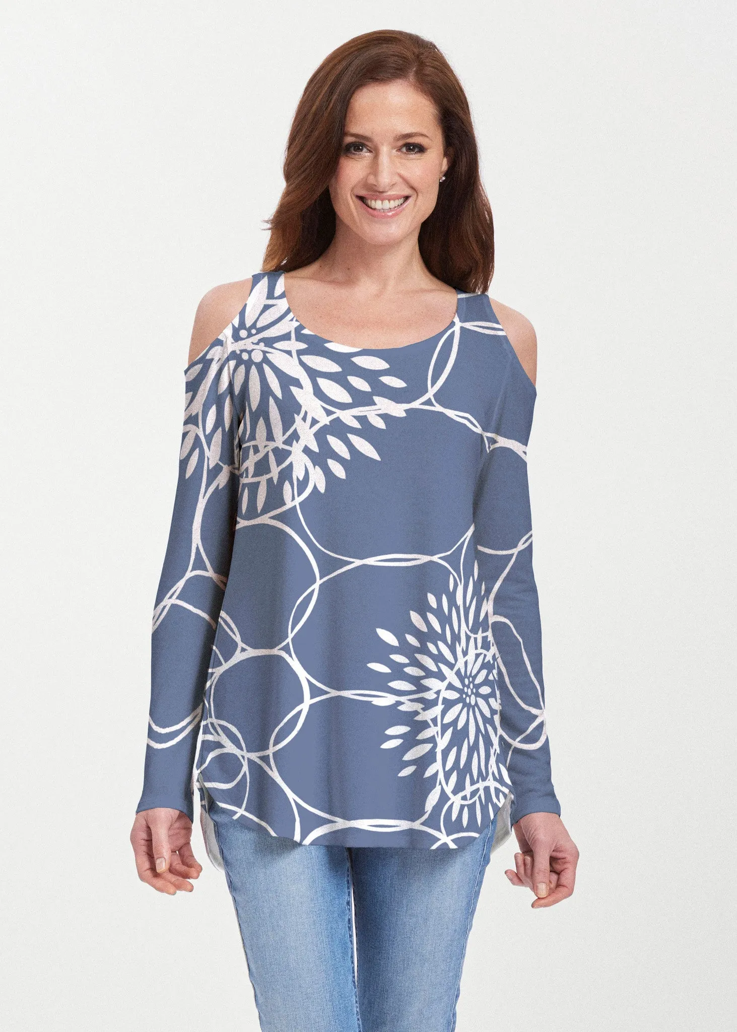 Reflection Navy (11040) ~ Butterknit Cold Shoulder Tunic
