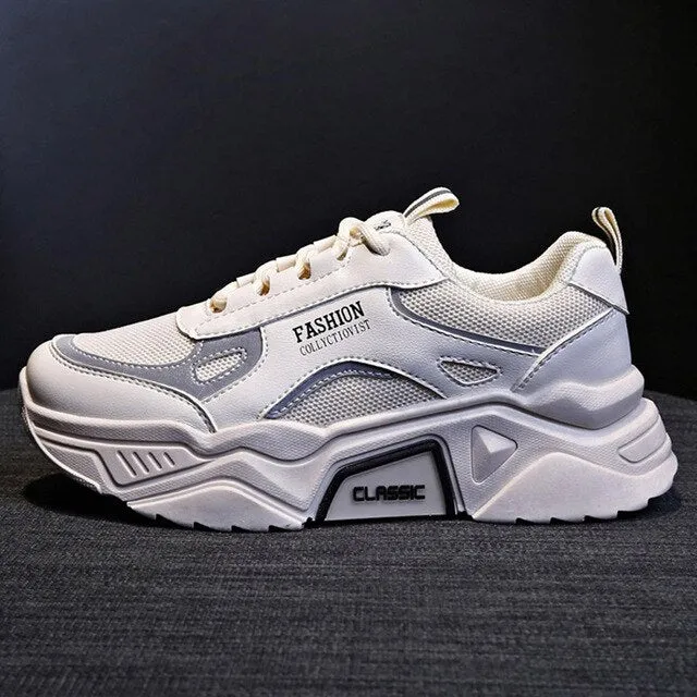 Reflective Women Shoes Chunky Sneakers Women Vulcanize Shoes Thick Bottom Platform Shoes Women Dad Shoes Basket Femme Krasovki