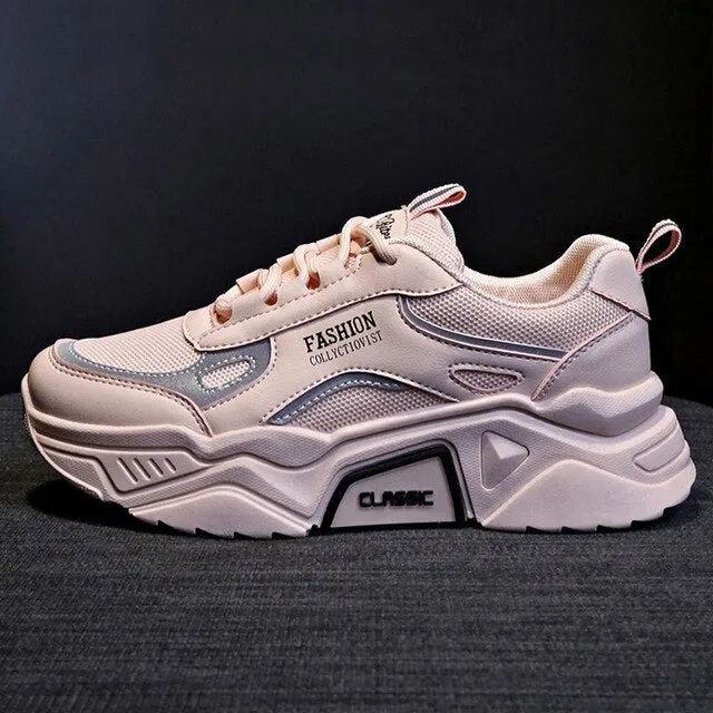 Reflective Women Shoes Chunky Sneakers Women Vulcanize Shoes Thick Bottom Platform Shoes Women Dad Shoes Basket Femme Krasovki