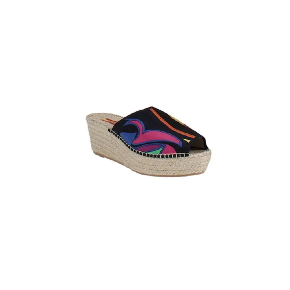 Respoke Women's SALMA Wedge Espadrilles Slide Sandals Black 40/10