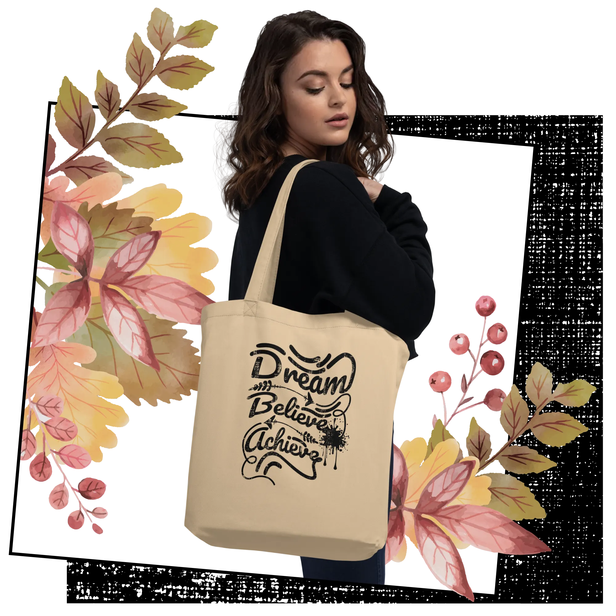 Retro Tote Bag - Dream Believe Achieve - Standard Size