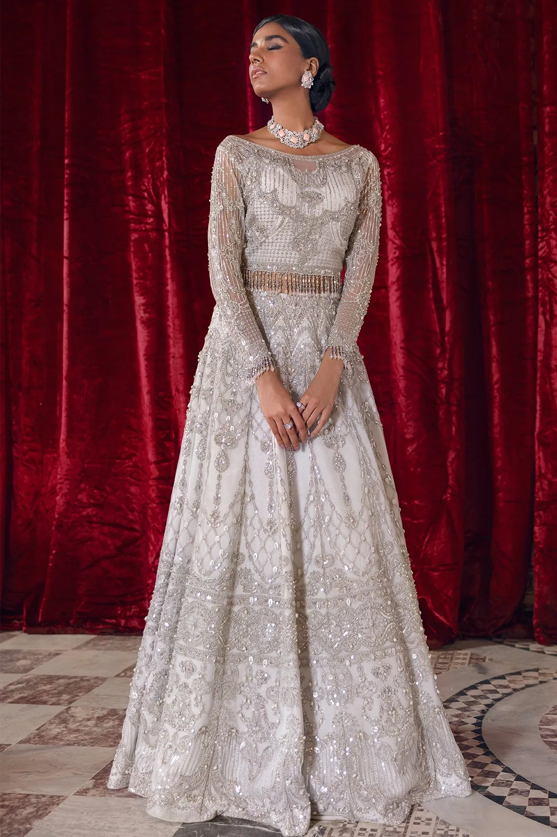RHEA | Reign Reignaissance Luxury Wedding Collection | Unstitched Embroidered Net Suits with Heavy Handwork