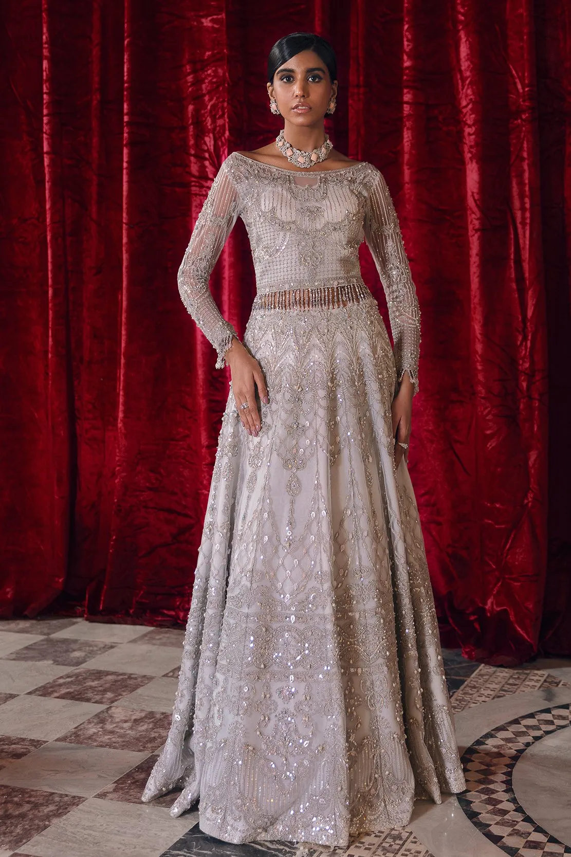 RHEA | Reign Reignaissance Luxury Wedding Collection | Unstitched Embroidered Net Suits with Heavy Handwork