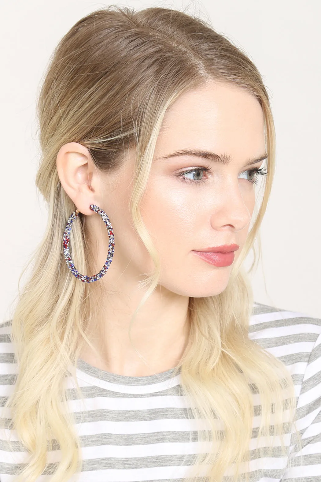 RHINESTONE COATED HOOP EARRINGS