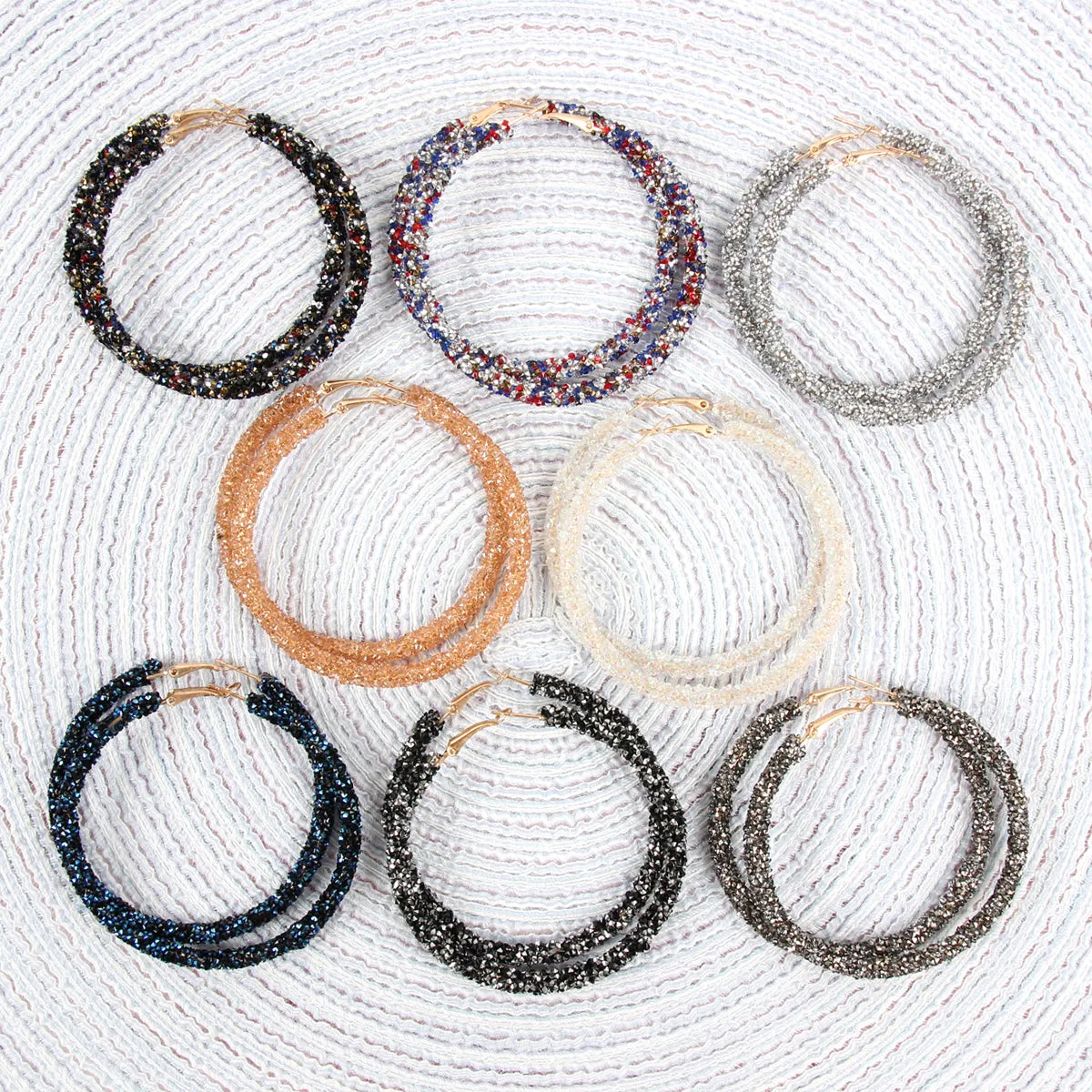 RHINESTONE COATED HOOP EARRINGS