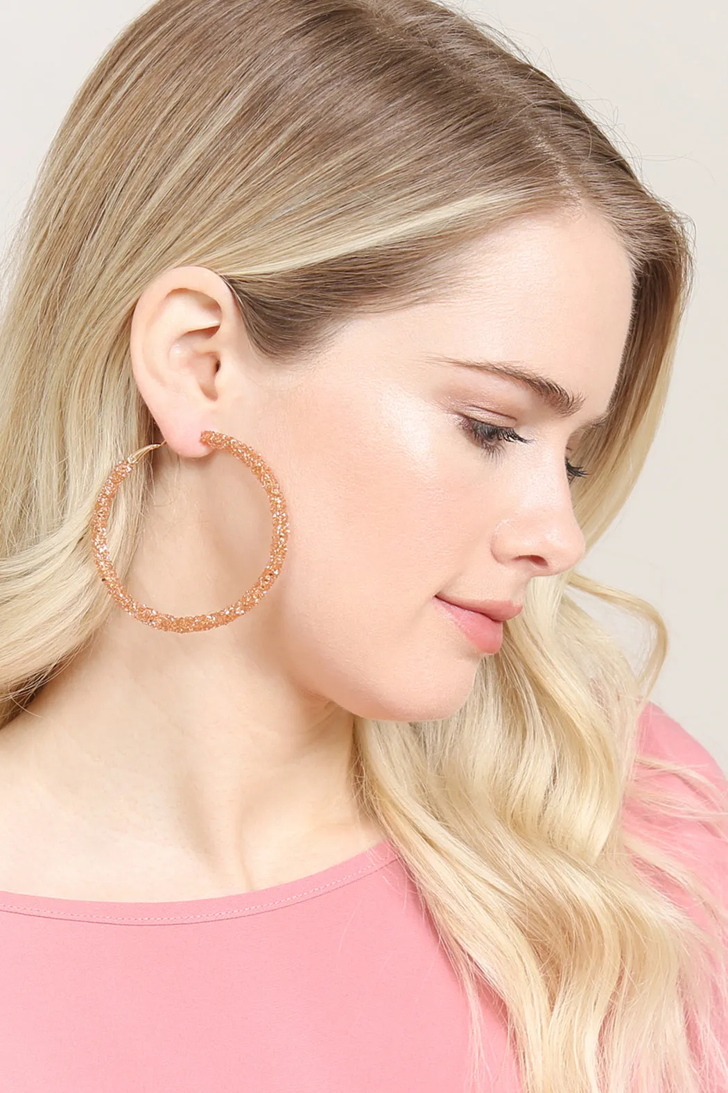 RHINESTONE COATED HOOP EARRINGS