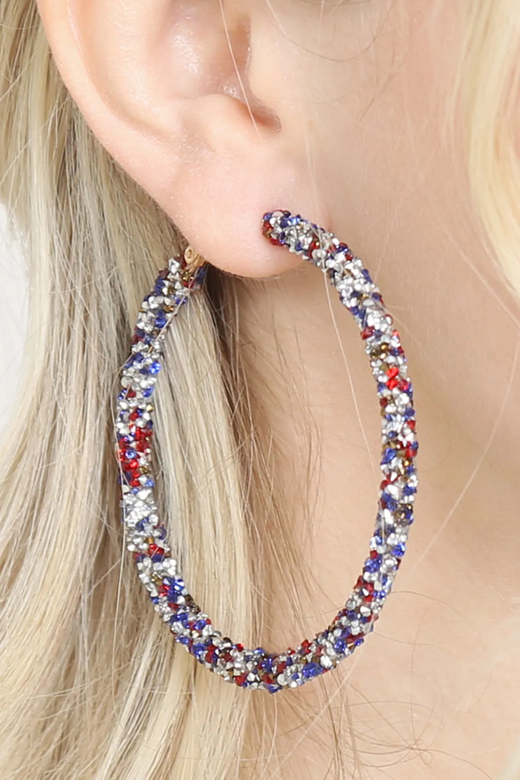 RHINESTONE COATED HOOP EARRINGS