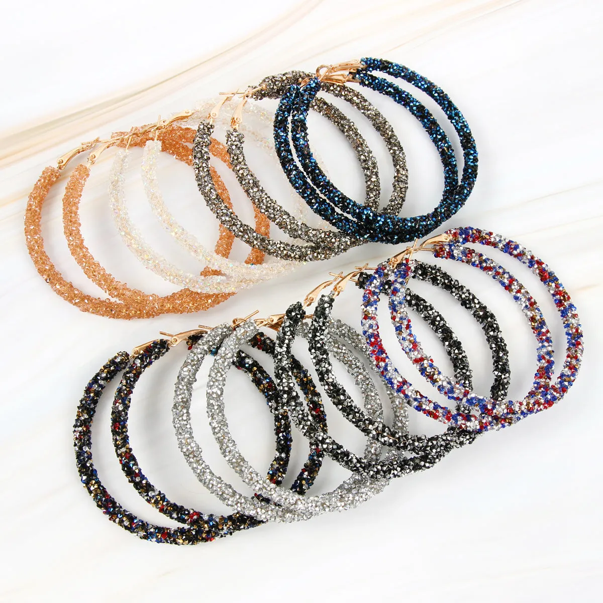 RHINESTONE COATED HOOP EARRINGS