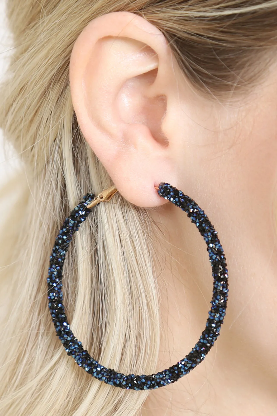 RHINESTONE COATED HOOP EARRINGS