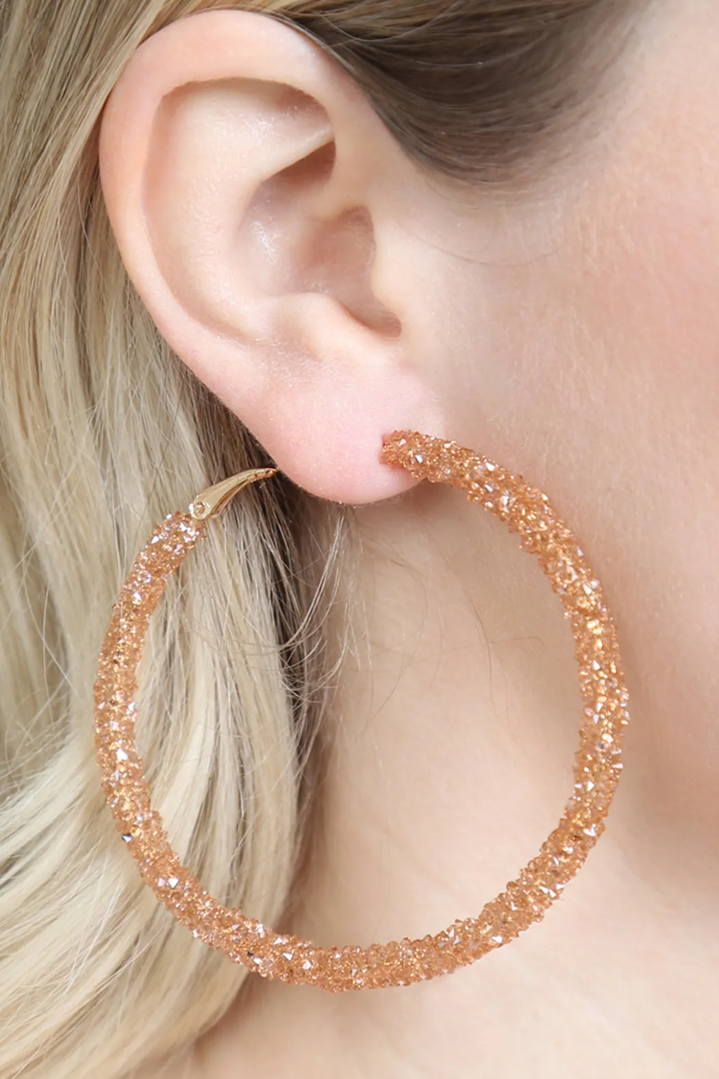 RHINESTONE COATED HOOP EARRINGS