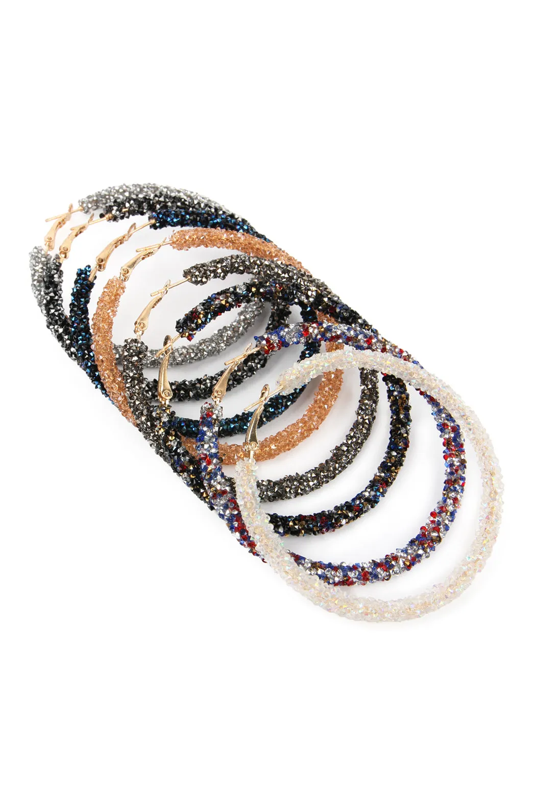 RHINESTONE COATED HOOP EARRINGS