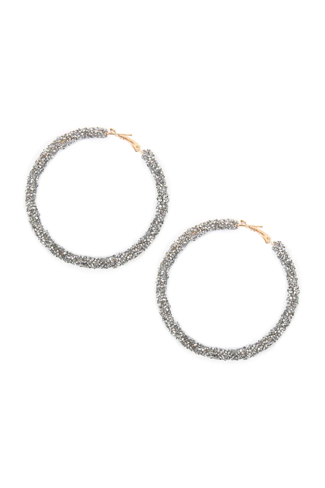 RHINESTONE COATED HOOP EARRINGS
