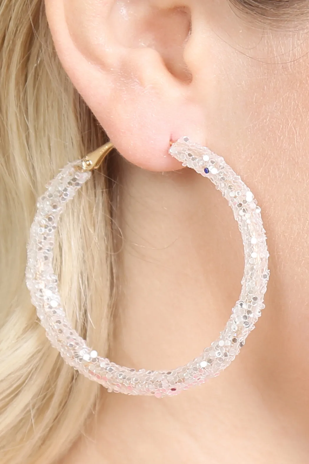 RHINESTONE COATED HOOP EARRINGS