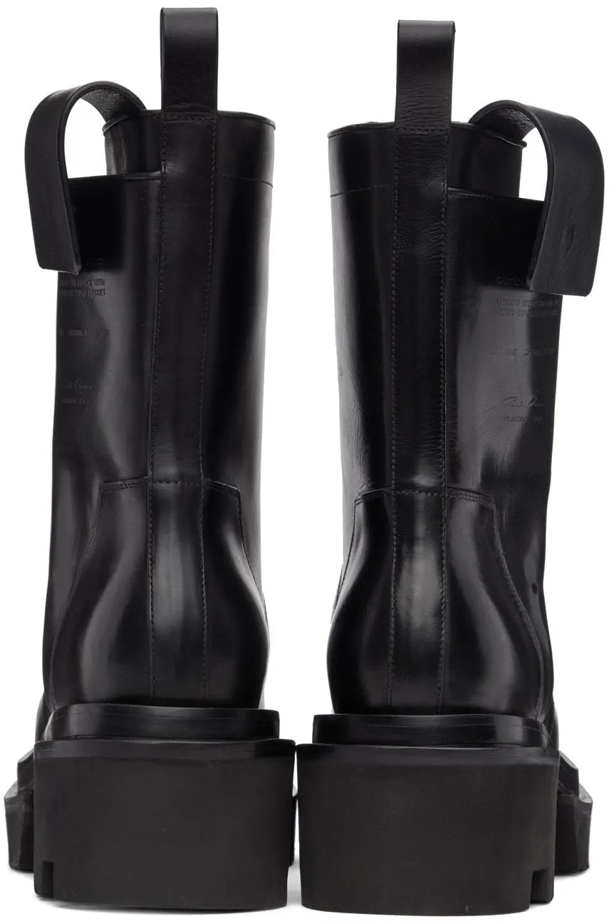 RICK OWENS Black Platform Bogun Boots