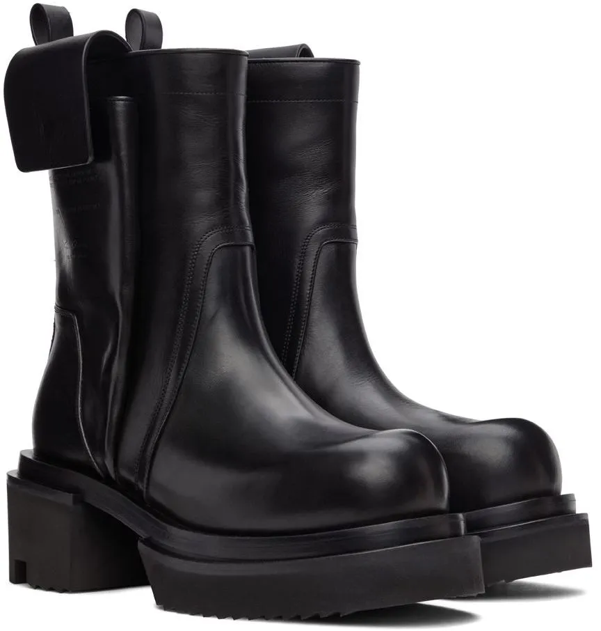 RICK OWENS Black Platform Bogun Boots