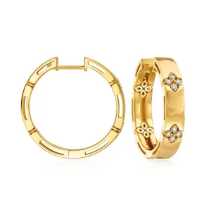 Roberto Coin Love In Verona Diamond Flower Hoop Earrings
