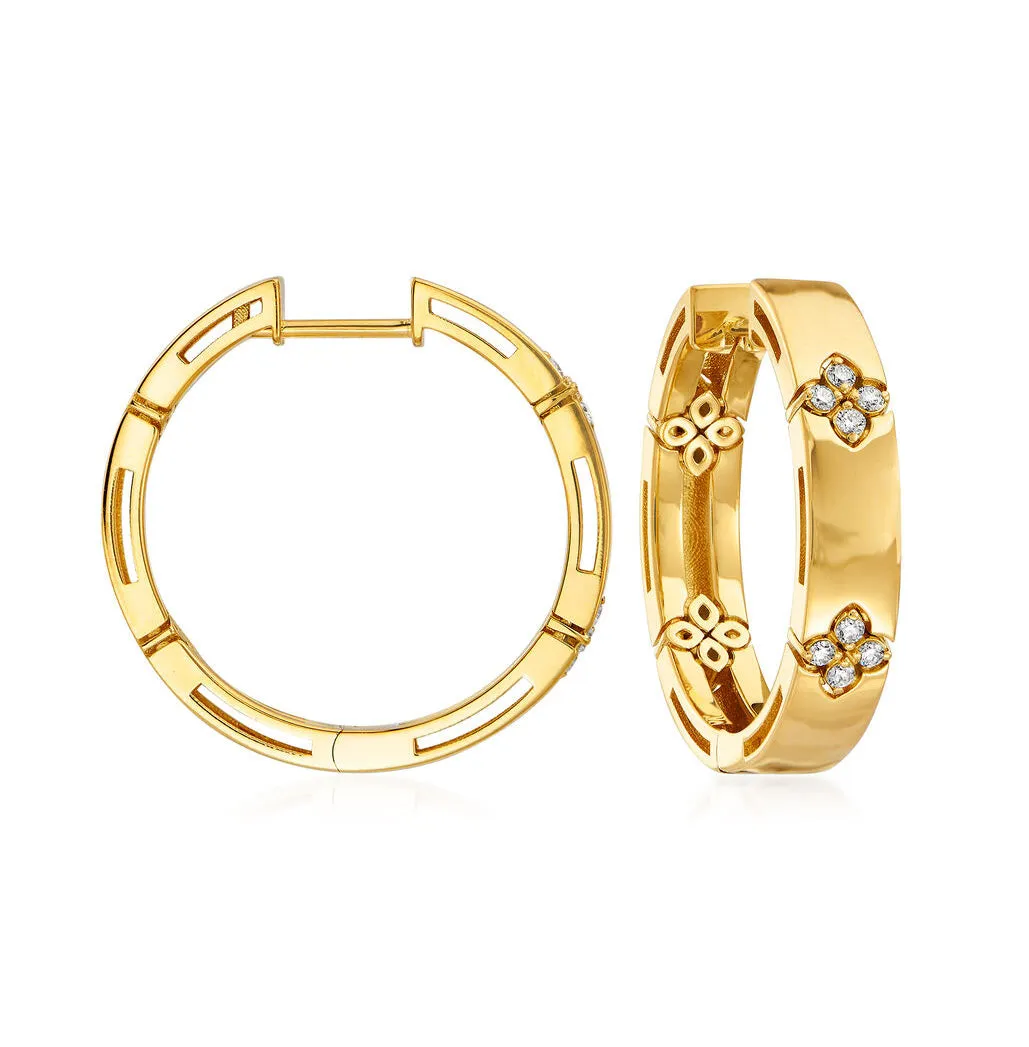 Roberto Coin Love In Verona Diamond Flower Hoop Earrings