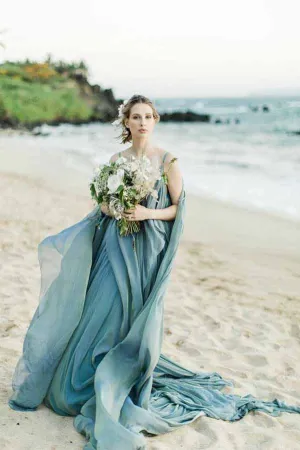 Roycebridal Chiffon Rustic Wedding Dress With Train, A-line Beach Wedding Gown, MW685