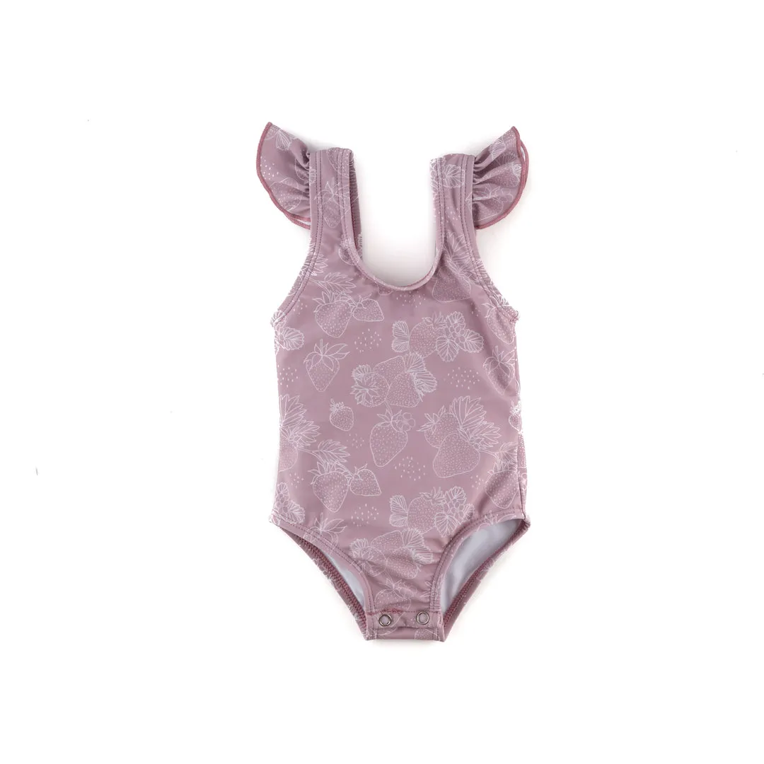 Ruffle Shoulder One Piece Swim Suit