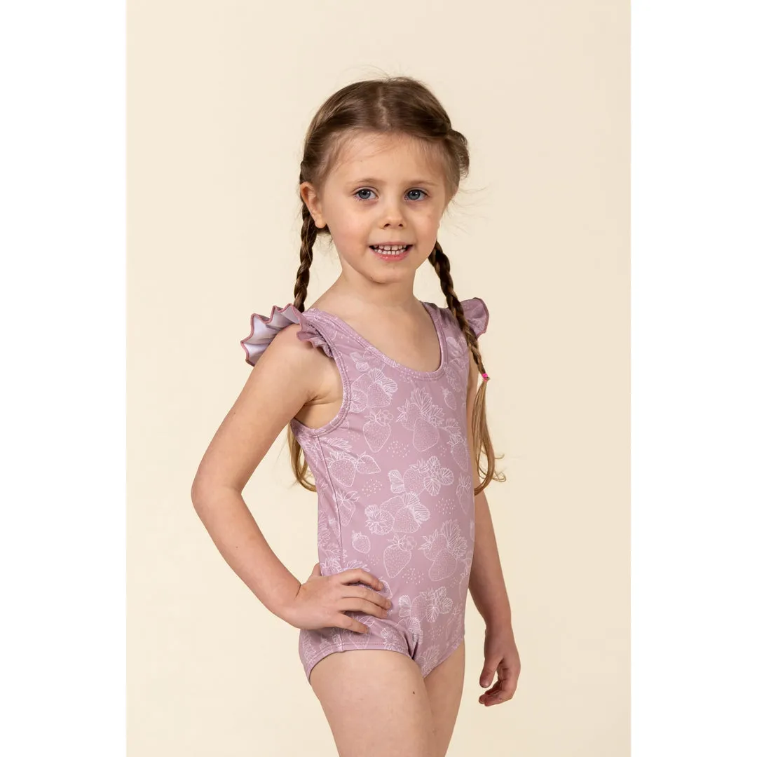 Ruffle Shoulder One Piece Swim Suit