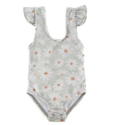 Ruffle Shoulder One Piece Swim Suit