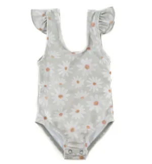 Ruffle Shoulder One Piece Swim Suit