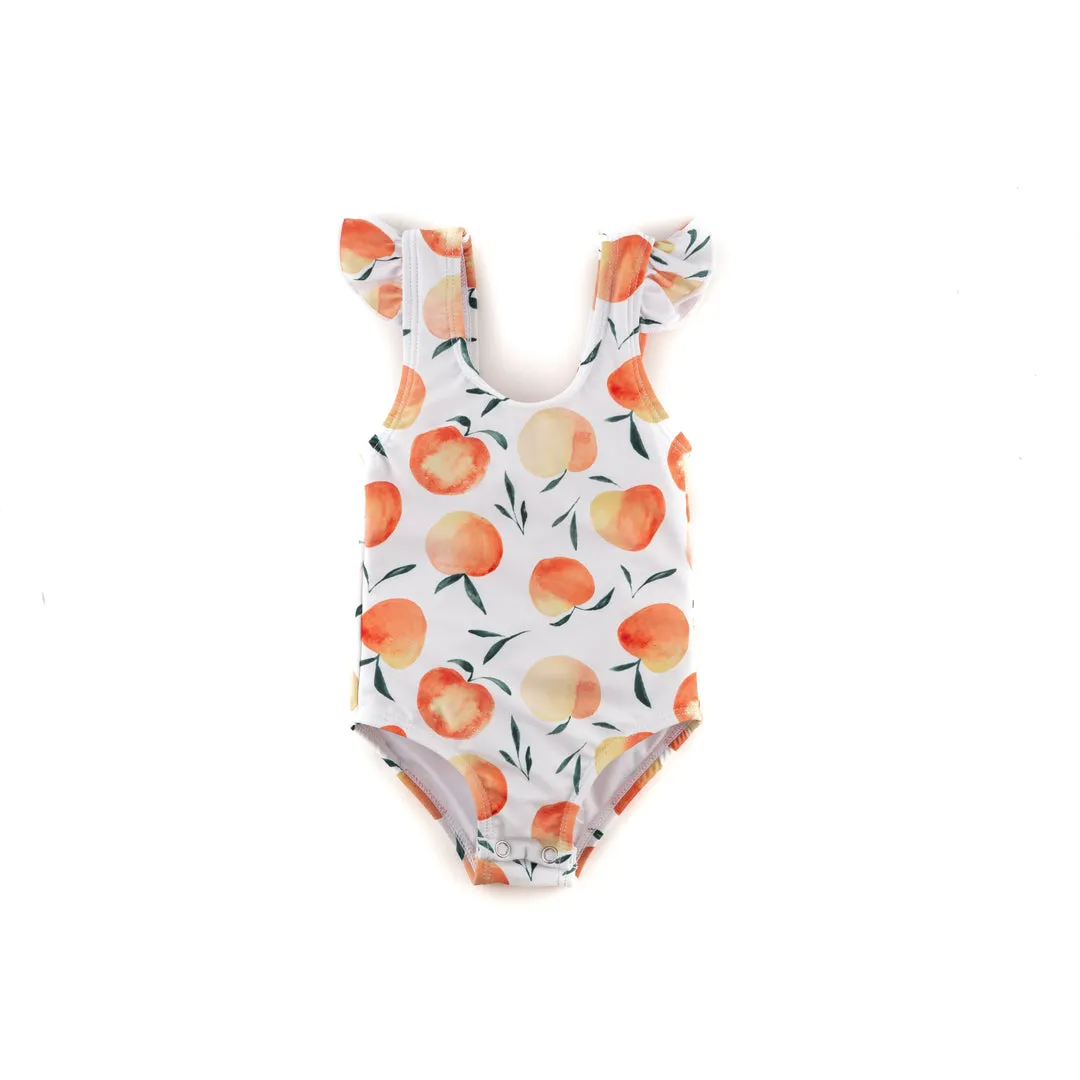Ruffle Shoulder One Piece Swim Suit