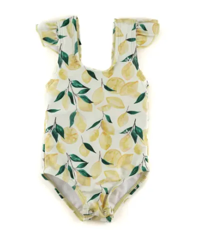 Ruffle Shoulder One Piece Swim Suit