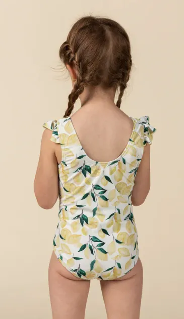 Ruffle Shoulder One Piece Swim Suit