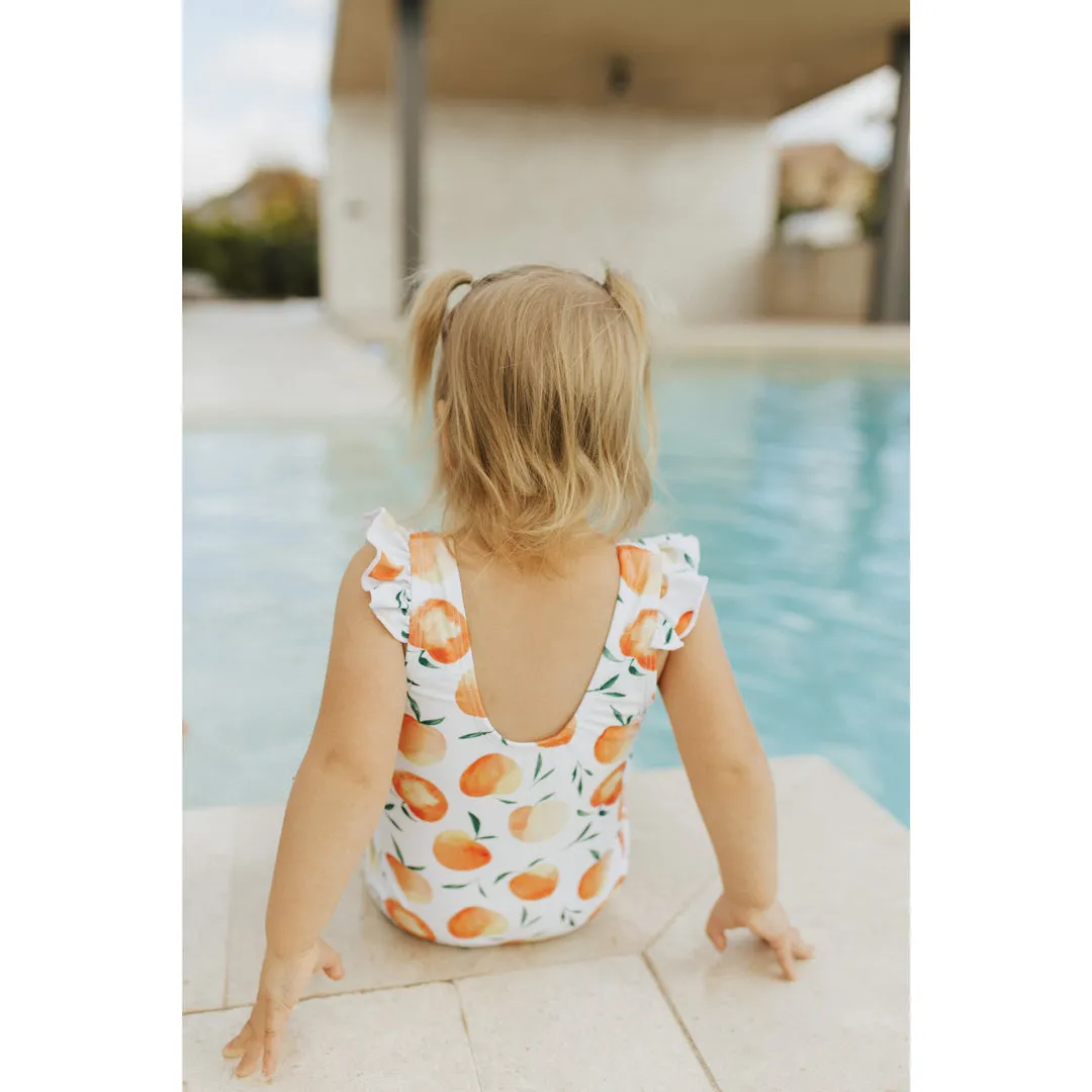 Ruffle Shoulder One Piece Swim Suit
