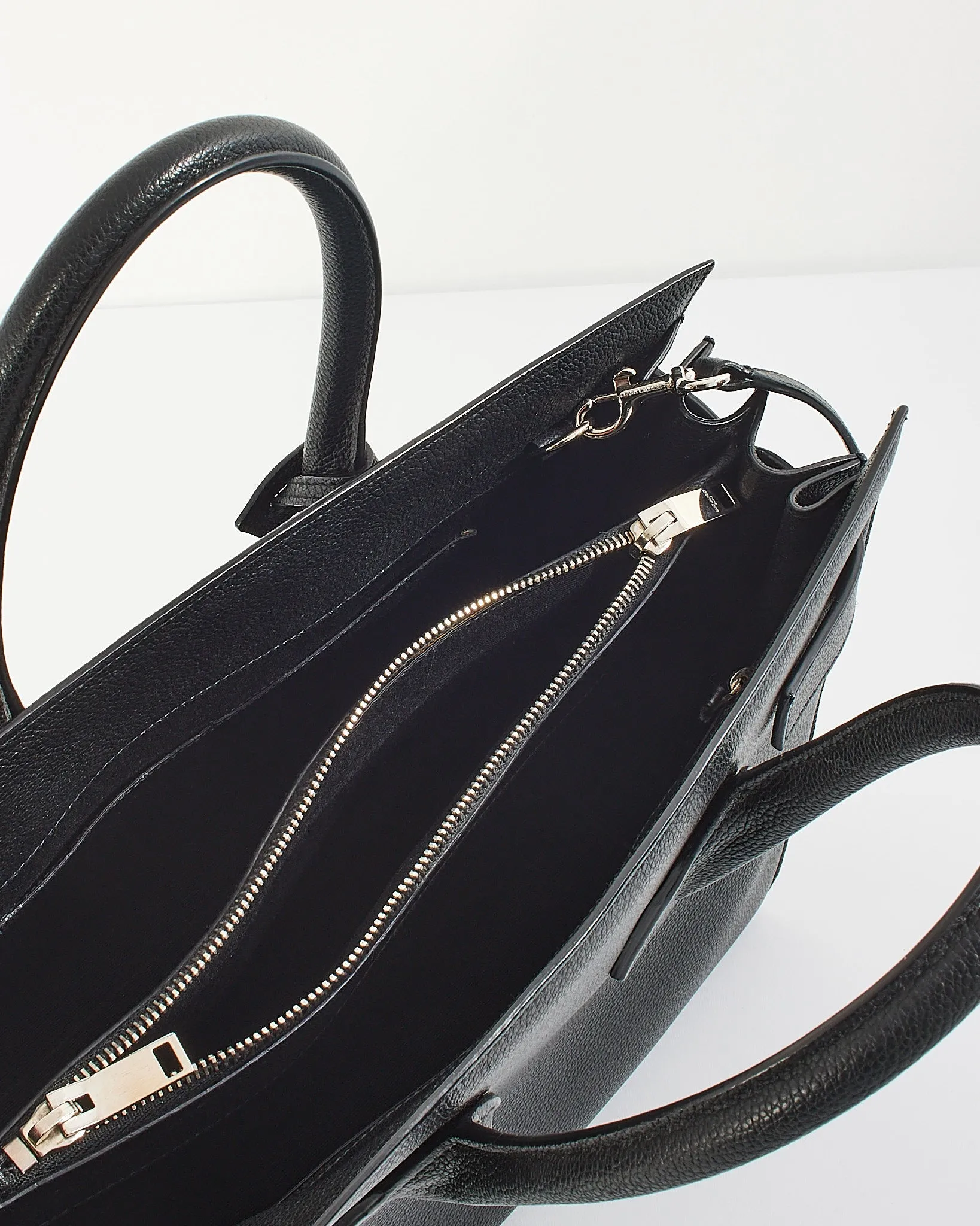 Saint Laurent Black Grained Calfskin Leather Small Sac De Jour Tote Bag