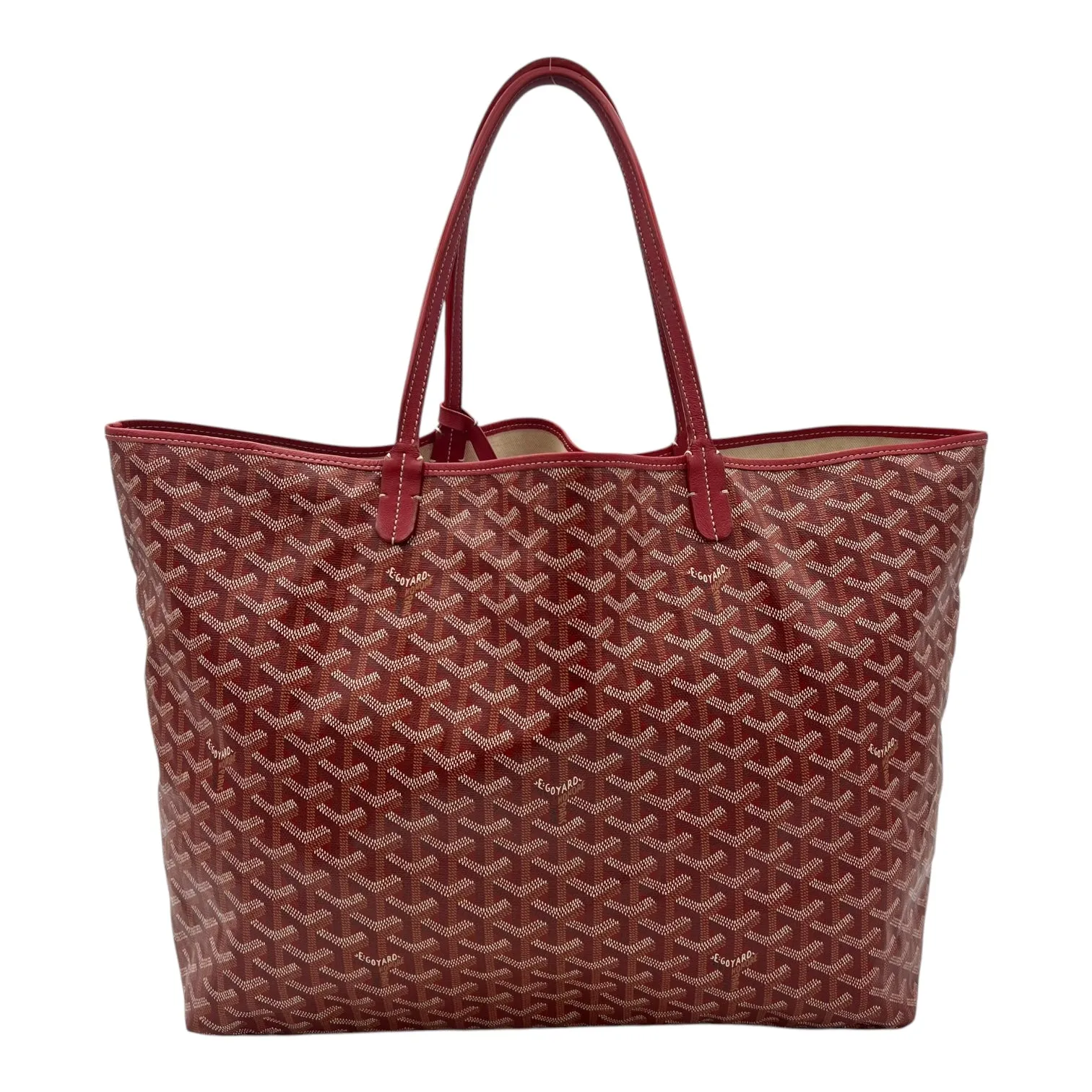 Saint Louis GM Red Tote Bag in Coated Canvas, Silver hardware