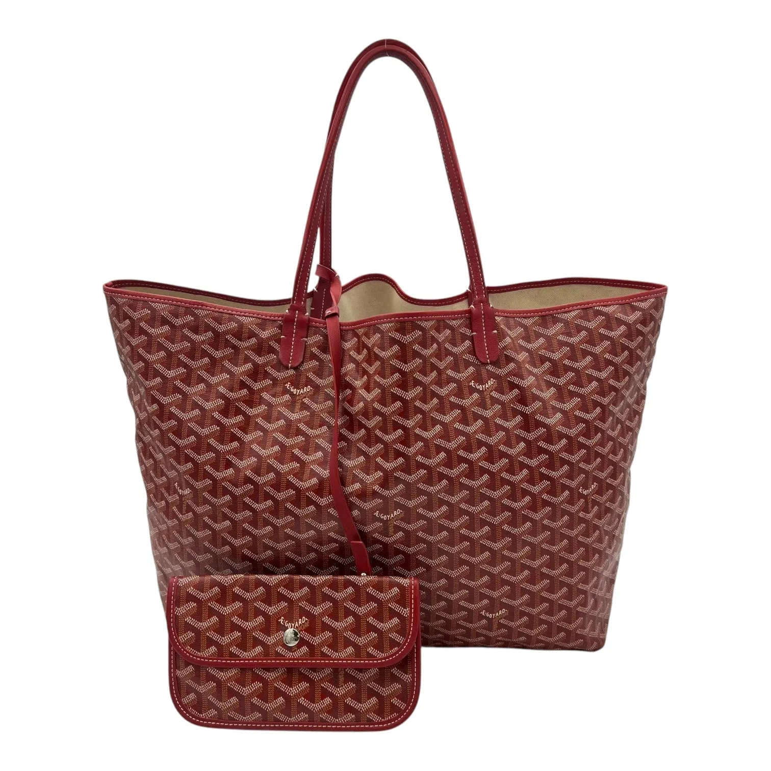 Saint Louis GM Red Tote Bag in Coated Canvas, Silver hardware