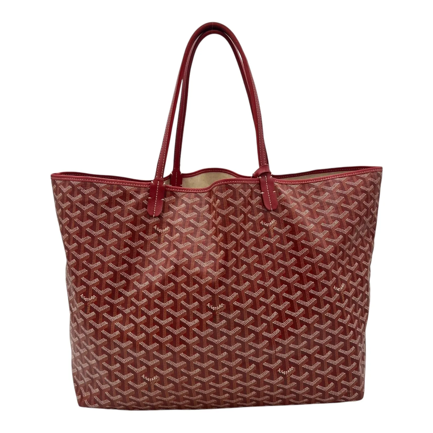Saint Louis GM Red Tote Bag in Coated Canvas, Silver hardware