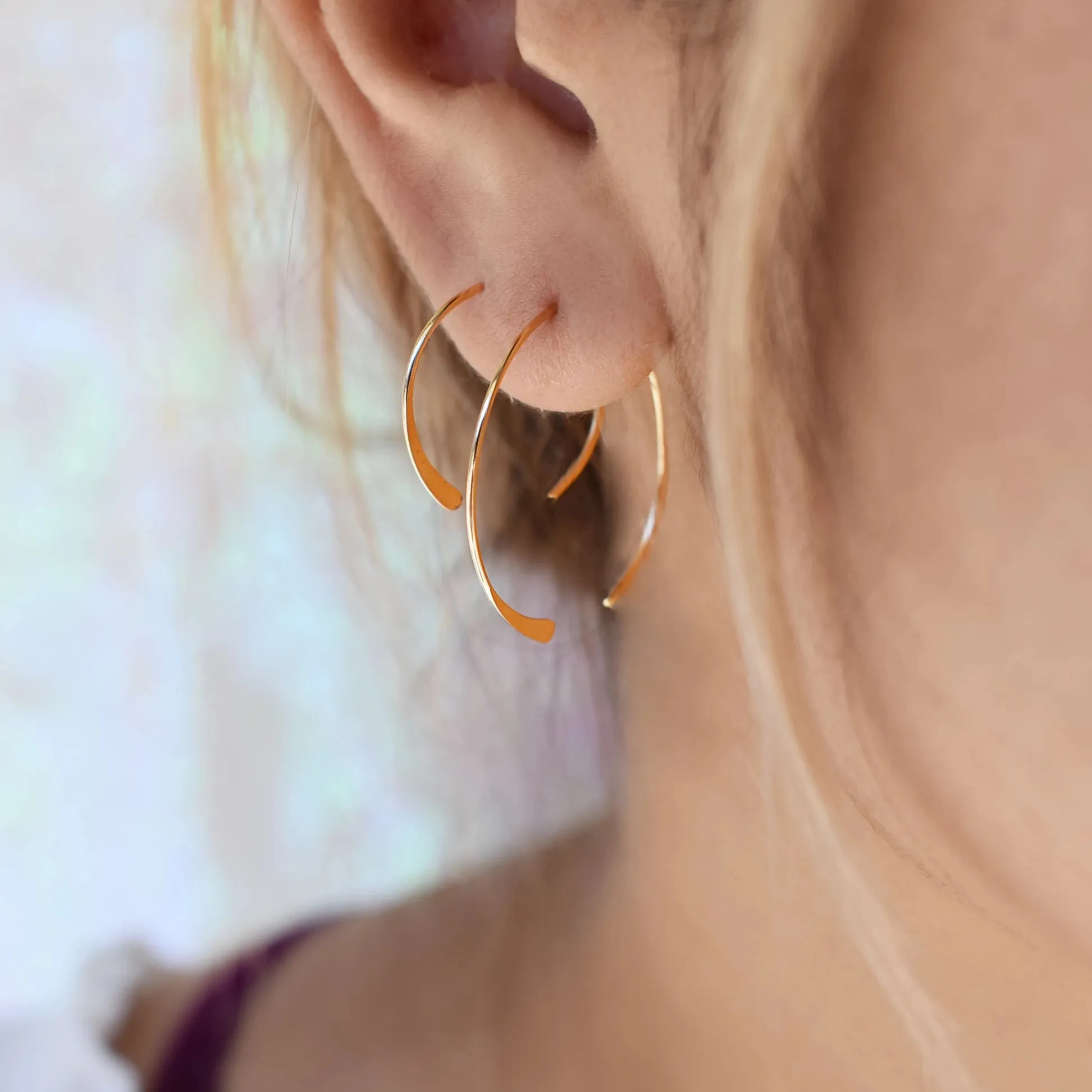 SALE - Endless Hammered End Hoops