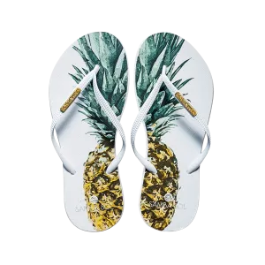 Samba Sol Women’s Fashion Collection Flip Flops - Pineapple White Strap