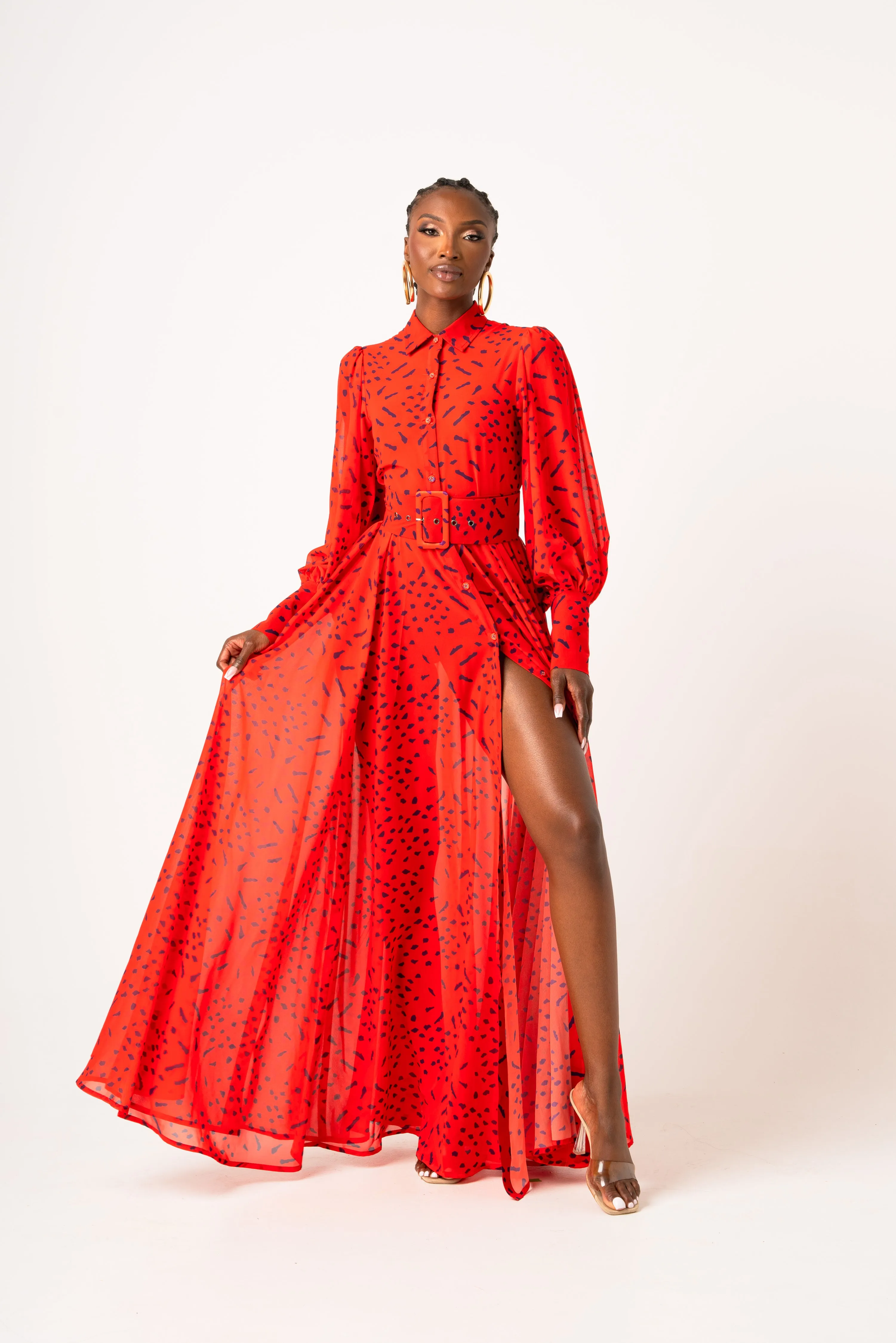 SAMIAH CHIFFON MAXI SHIRT DRESS