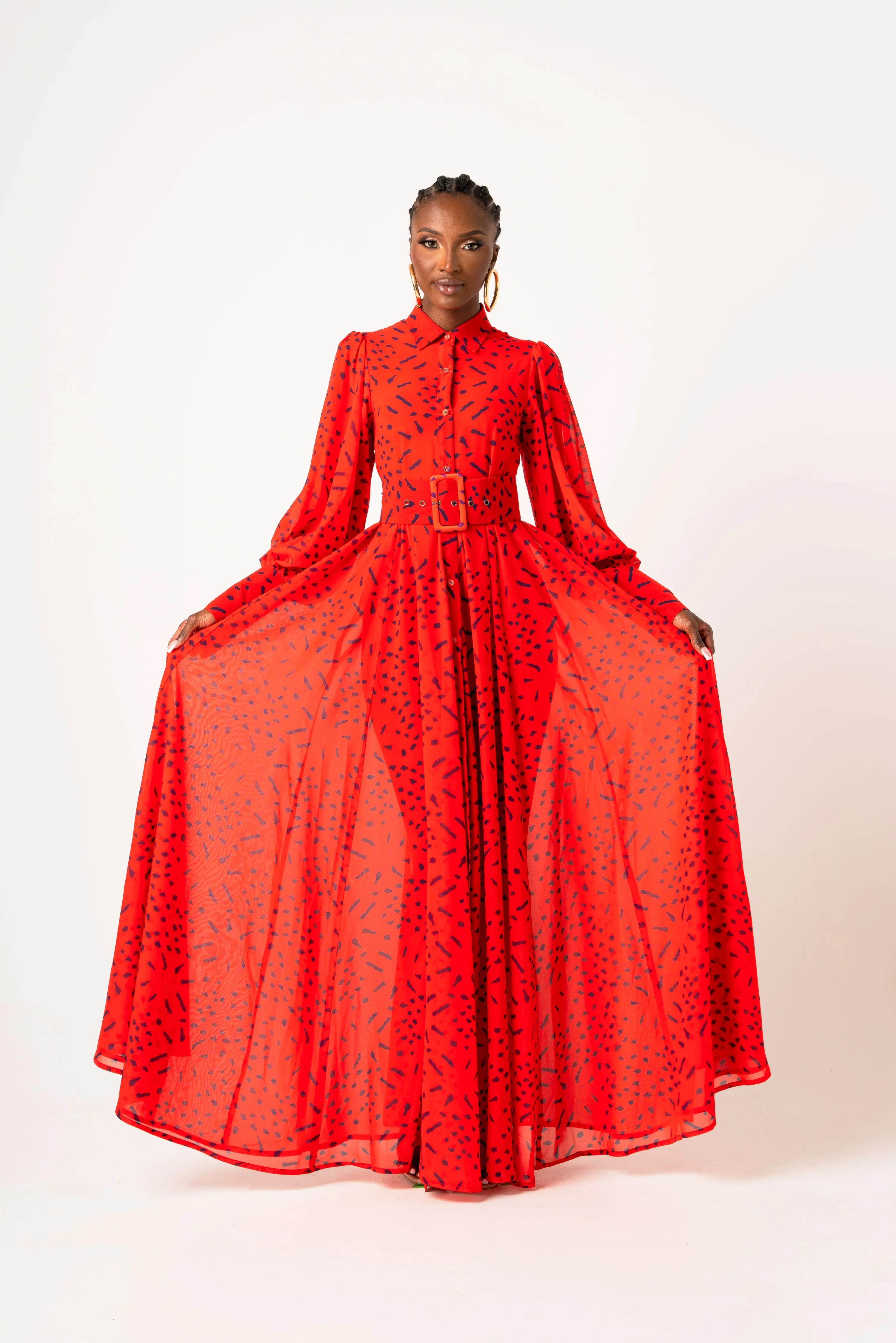 SAMIAH CHIFFON MAXI SHIRT DRESS