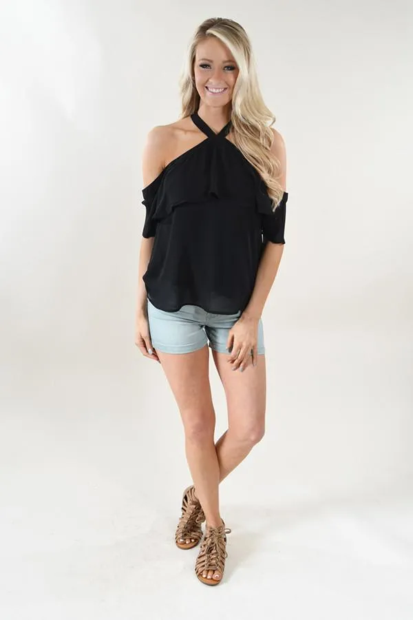 Sassy Cold Shoulder Top ~ Black